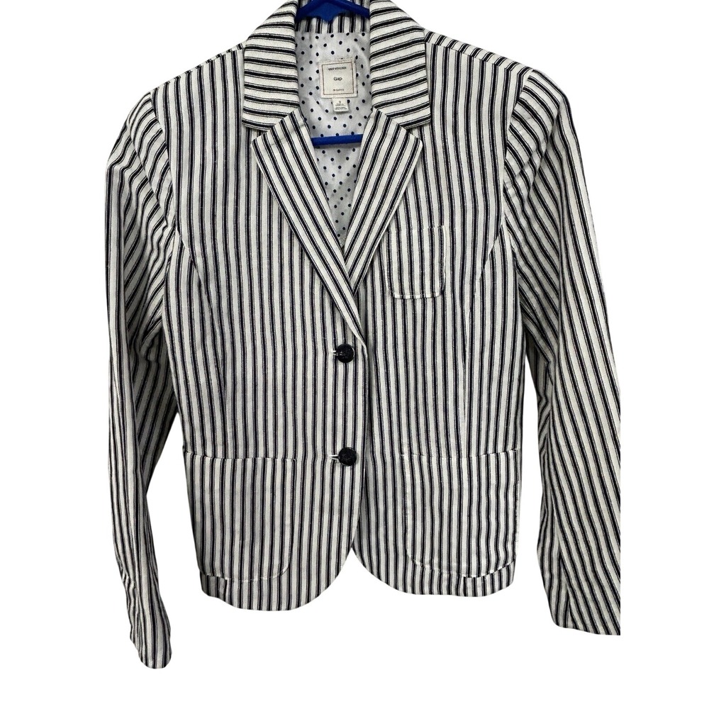 GAP Unstructured Navy Stripe Blazer Women's 2 Corpcore